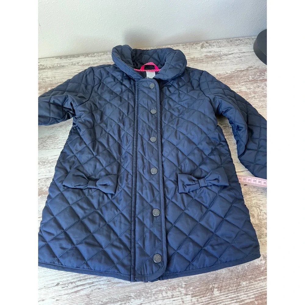 Gymboree Girls Coat Jacket  Size 8 Navy Blue Quilted Fleece Lined Snap Zip